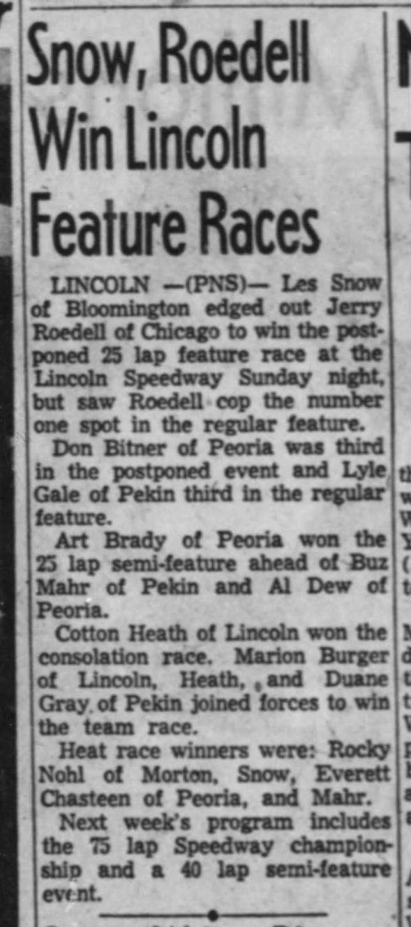 Everett Chasteen win sept 26 1954 Lincoln